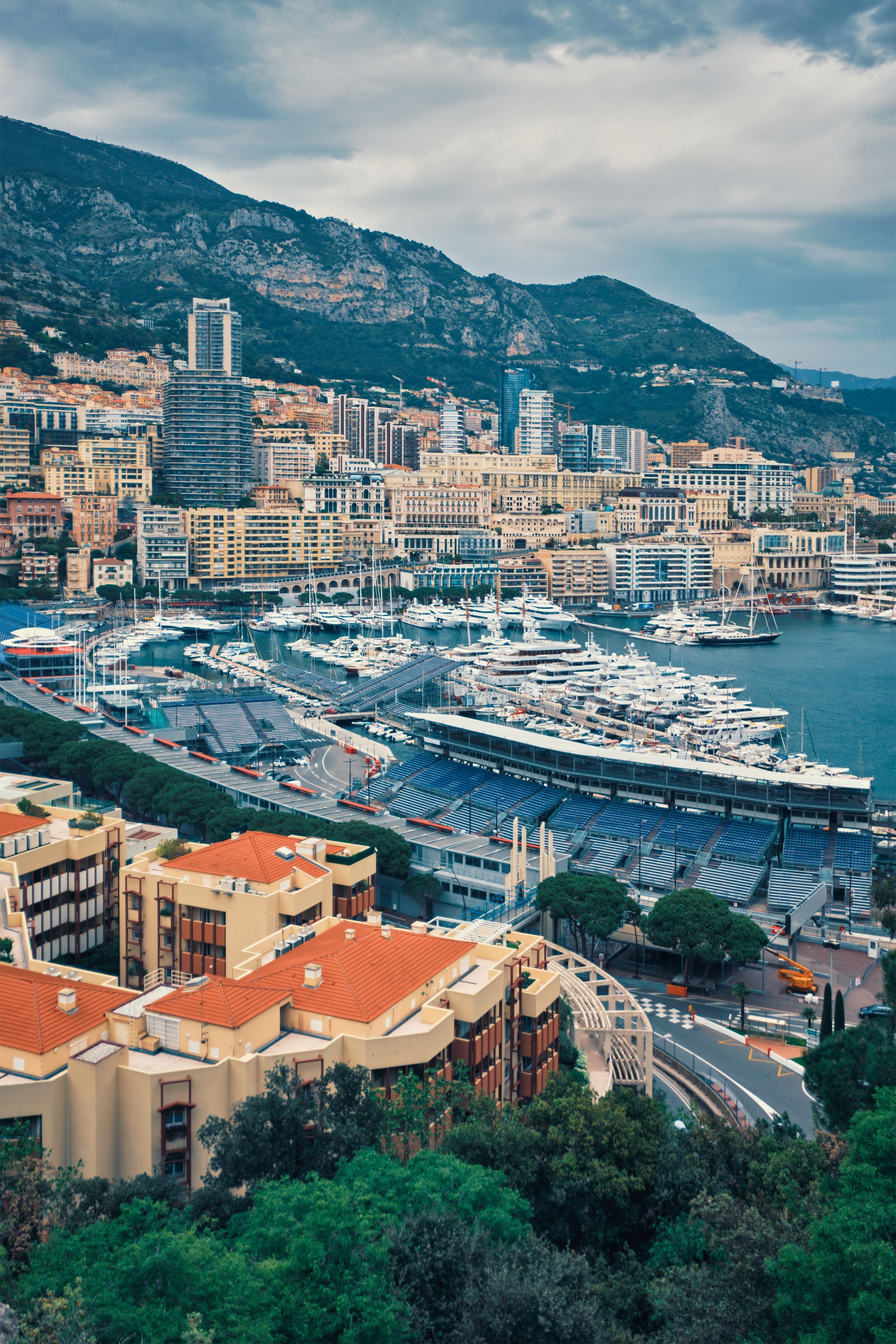 View Of Monaco With Formula One Race Track